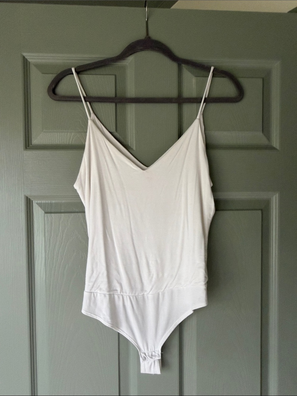 Pink Lily Cream V-Neck Spaghetti Strap Bodysuit